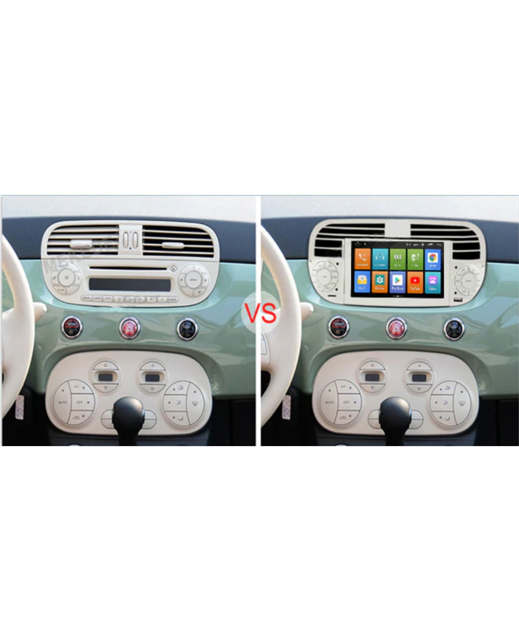 CAR TABLET Per Fiat 500 autoradio Android 12 wi-fi GPS 7 Bluetooh Carplay  e android auto integrato wi-fi
